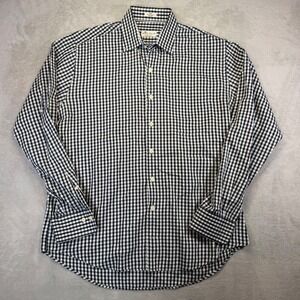 Peter Millar‎ Crown Soft Gingham Shirt Mens Large Black White Cotton Silk Blend